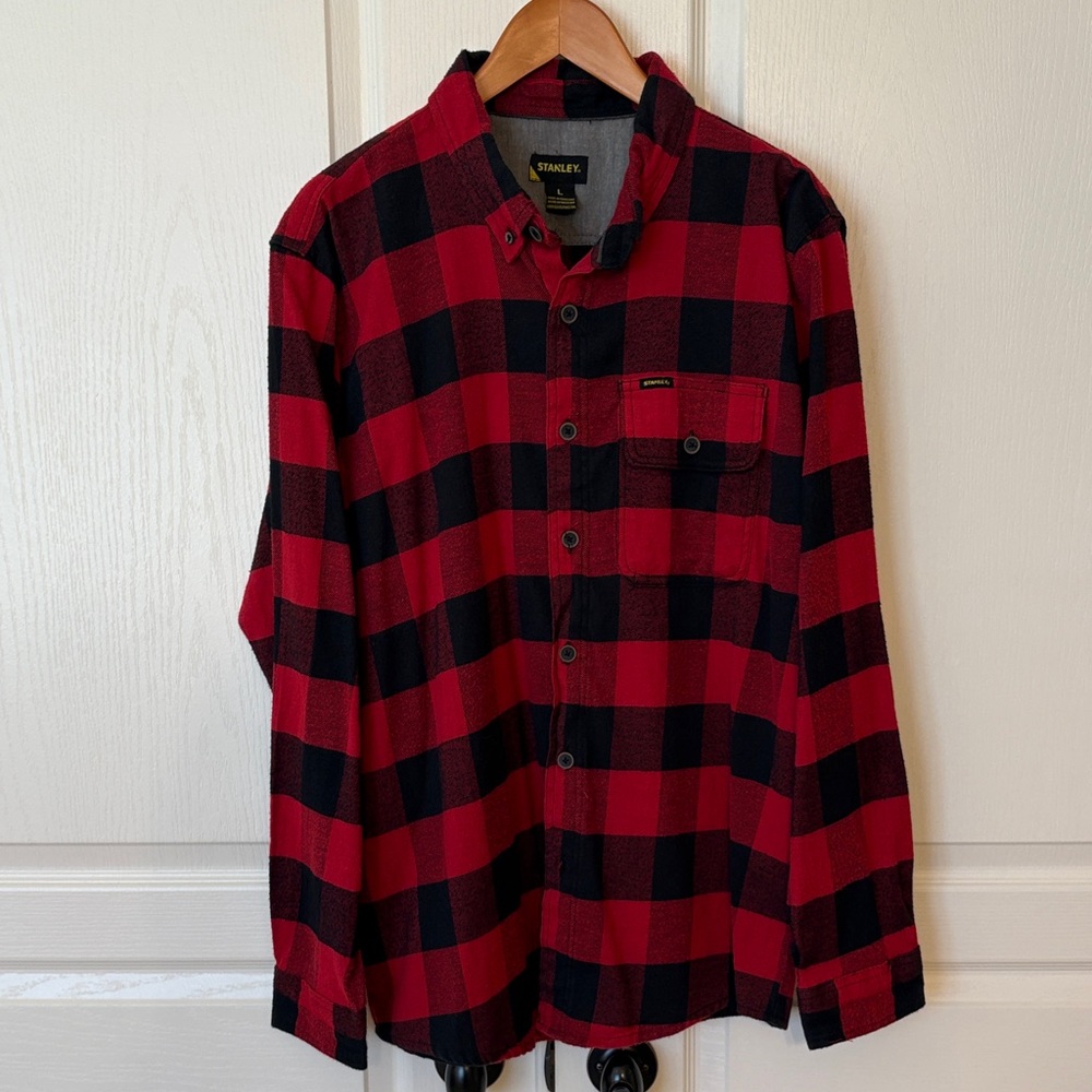 Stanley Men's Red and Black Checkered Shirt